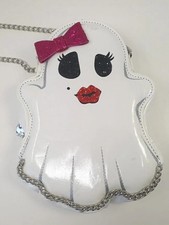 Bolsa tiracolo Betsey Johnson Halloween fofa branca fantasma corrente de metal 8x6" comprar usado  Enviando para Brazil