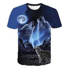 Camiseta masculina manga curta estampa 3D Funny Animal Double the Wolf feminina comprar usado  Enviando para Brazil
