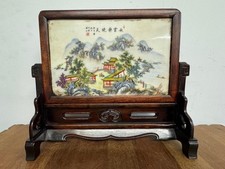 Paisagem chinesa - Placa de porcelana oriental / tela em suporte de madeira comprar usado  Enviando para Brazil