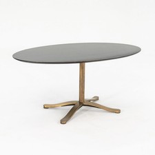 Mesa de jantar Nicos Zographos oval alfa bronze maciço década de 1980 com tampo de madeira ebonizada comprar usado  Enviando para Brazil