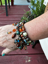 Pulseira elástica colorida de madeira com miçangas de plástico boho robusto comprar usado  Enviando para Brazil