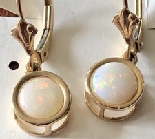 Brincos traseiros de ouro amarelo 10k LGL com moldura de 7 mm gota opala alavanca pendente 1,46 gr comprar usado  Enviando para Brazil