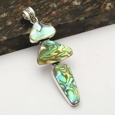 Usado, Pingente Abalone Shell pedra preciosa feito à mão joia presente para amigo 3,2" AP-14376 comprar usado  Enviando para Brazil
