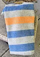 Cobertor 100% lã virgem listra azul cinza laranja – Novo, nunca usado comprar usado  Enviando para Brazil