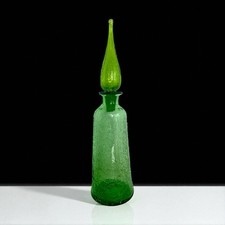 Garrafa decantadora de vidro verde esmeralda craquelada com rolha de chama vidro MCM comprar usado  Enviando para Brazil