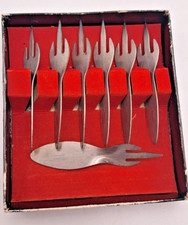 Antigo Conjunto de Coquetel Garfo Pequeno 7 Mini Aperitivo Buffet Caixa de Aço Inoxidável Taiwan comprar usado  Enviando para Brazil