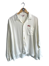 Camisa gola redonda emblema corrida rayon gabardine branca década de 1950 vintage tamanho X-grande comprar usado  Enviando para Brazil