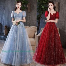 Usado, Vestido de malha brilhante feminino manga folhada princesa noite formatura vestido de baile coquetel comprar usado  Enviando para Brazil