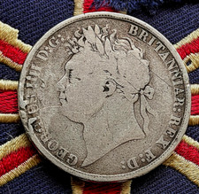 Moeda coroa prata maciça 1821 0,925 Mad King George III Dragon St Day antiga, usado comprar usado  Enviando para Brazil