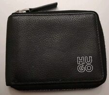 Carteira Hugo Boss logotipo empilhado com zíper couro de vaca preto levemente usada comprar usado  Enviando para Brazil