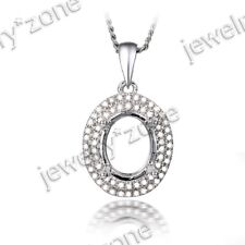 Pingente fino de ouro branco 14K com noivado semi-montagem oval diamante natural 7x9mm comprar usado  Enviando para Brazil