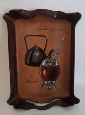 Bandeja vintage de couro do Brasil feita à mão e moldada Brasil pintura a óleo de Chimarrao. comprar usado  Enviando para Brazil