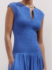 Vestido maxi ME+EM azul slub jersey corpete smock, azul Provence (Reino Unido 10/novo sem etiquetas) comprar usado  Enviando para Brazil