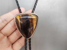 Gravata de casamento triangular olho de tigre pedra caubói ocidental masculina corda PU, usado comprar usado  Enviando para Brazil