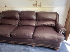 Leather sofa brown for sale  LINCOLN