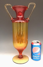 Vaso com pés estilo Blenko meados do século arte soprada vidro amberina troféu 14" comprar usado  Enviando para Brazil