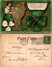 Cartão postal Erin Go Bragh Dear Irish Memories harpa trevo comprar usado  Enviando para Brazil