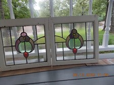 Conjunto de padrões 2 janelas de vidro manchado com chumbo inglês 20" X 19 7/8" ambas por 1 dinheiro comprar usado  Enviando para Brazil