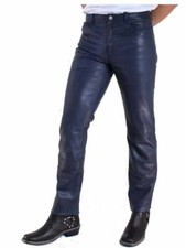 Calça de couro masculina motociclista estilo real calça jeans e azul 22, usado comprar usado  Enviando para Brazil