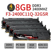 Memória AB para jogos G.SKILL Sniper 32GB 4x 8GB DDR3 OC 2400MHz PC3-19200 desktop PC comprar usado  Enviando para Brazil