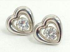 heart earrings gold zirconia for sale  RUGBY