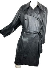 Trench coat de couro WOW Claude Montana com franja preto vintage anos 90 comprar usado Trench coat de couro WOW Claude Montana com franja preto vintage anos 90 comprar usado  Enviando para Brazil