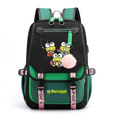 Mochila escolar Kerokero Keroppi meninas meninos carregamento USB mochila laptop, usado comprar usado  Enviando para Brazil