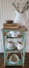 OHMY~ Prateleiras antigas primitivas CHIPPY CRACKLY AQUA mesa lateral de madeira suporte noturno  comprar usado OHMY~ Prateleiras antigas primitivas CHIPPY CRACKLY AQUA mesa lateral de madeira suporte noturno  comprar usado  Enviando para Brazil