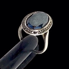 Superbe Ancienne Bague Art Déco En Argent Hématite et Marcassite T 56 comprar usado  Enviando para Brazil