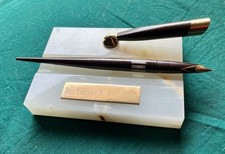Conjunto de mesa Sheaffer ponto branco caneta-tinteiro novo na caixa 14K com base de mármore, vida vintage  comprar usado  Enviando para Brazil