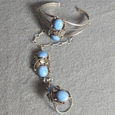 Pulseira escrava sudoeste prata esterlina, lápis denim azul, floral, anel tamanho 8,25 comprar usado  Enviando para Brazil