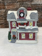 Mini casa de porcelana escolar Holiday Time Dept 18 vila de Natal 92121S 4"H comprar usado  Enviando para Brazil