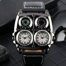 Relógio de pulso masculino de quartzo exclusivo Oulm mostrador quadrado tamanho grande pulseira de couro comprar usado  Enviando para Brazil