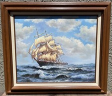Pintura a óleo James Poole navio clipper paisagem marítima náutica barco marítimo oceânico, usado comprar usado  Enviando para Brazil