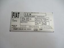 Typenschild fiat 124 gebraucht kaufen  Goch