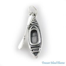 Berloque de caiaque com remo móvel barco inuit nativo 925 prata esterlina sólida comprar usado  Enviando para Brazil
