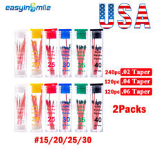 60/120 Pçs Easyinsmile Dental Gutta Percha Points Endo.02/.04/.06 Cone 15#-80#  comprar usado  Enviando para Brazil