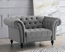 Grey velvet chesterfield for sale  HARROW