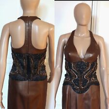 VESTIDO VINTAGE SEXY THIERRY MUGLER COURO DE ALTA COSTURA MARROM BRILHANTE 42IT 38FR comprar usado  Enviando para Brazil