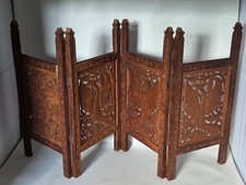 Divisória de sala vintage esculpida à mão em miniatura dobrável em madeira com painéis com motivo de pássaro comprar usado  Enviando para Brazil