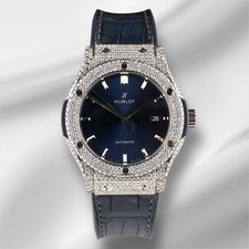 Relógio masculino Hublot Classic Fusion 42mm 9ct diamantes mostrador azul 542.NX.7170.LR comprar usado  Enviando para Brazil