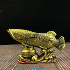 Estátua de peixe chinesa Feng Shui bronze esculpida à mão riqueza Cornucópia Arowana 20582, usado comprar usado  Enviando para Brazil