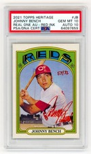 2021 Topps Heritage Real One Red Ink Johnny Bench Auto 57/72 PSA 10 Dual HOF SP, usado comprar usado  Enviando para Brazil