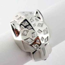 Usado, Anel rosa incrível pantera de moissanita corte redondo 2 quilates folheado a ouro branco 14k tira comprar usado  Enviando para Brazil
