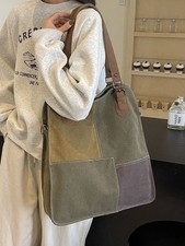 Bolsa tiracolo feminina retrô de lona textura bolsa de ombro emendada para deslocamento comprar usado  Enviando para Brazil