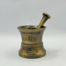 Antigo argamassa e pilão bronze farmácia Rx triturador de pílulas museu Louis J. Dufilho Jr., usado comprar usado  Enviando para Brazil