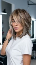 Usado, Perucas de cabelo humano marrom cinza com destaque loiro claro curto em camadas frente de renda  comprar usado  Enviando para Brazil