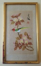 Peinture soie oiseau d'occasion  Monclar
