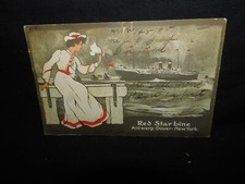 CARTÃO POSTAL DO INÍCIO DOS ANOS 1900 RED STAR LINE NAVIO "ANTWERP-DOVER-NOVA YORK" BOM!!, usado comprar usado  Enviando para Brazil