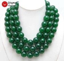 Gargantilha de 3 fios 18-23" colar de jade verde natural redondo 18 mm comprar usado  Enviando para Brazil